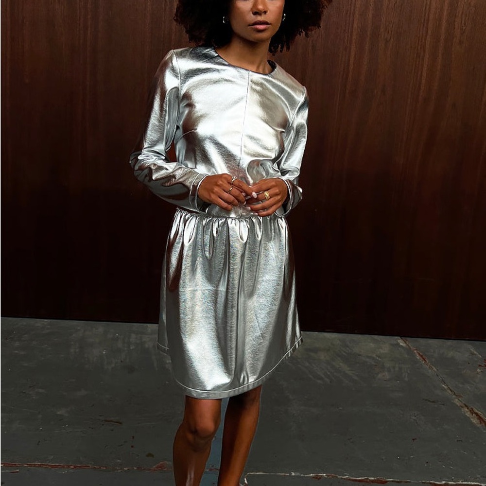 Silver Vegan Leather Kirsty Dress